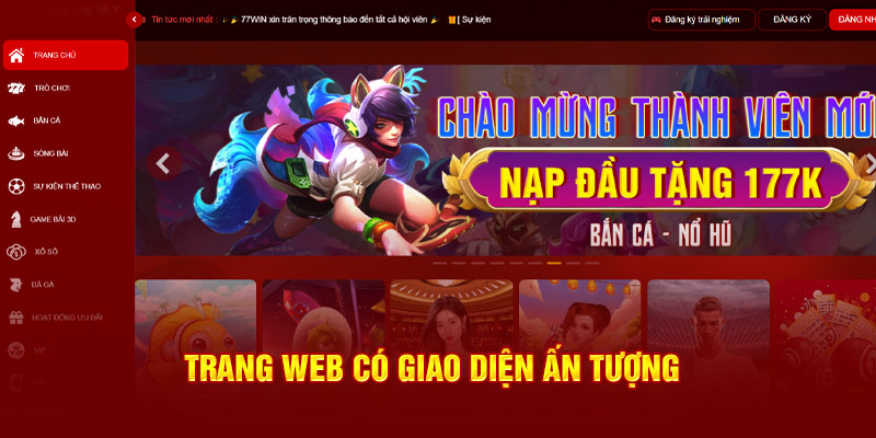 Trang web có giao diện ấn tượng đem lại trải nghiệm thú vị